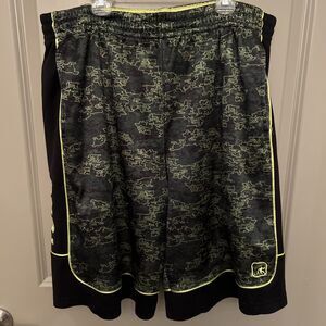 AND1 Mens Basketball Shorts XL Black & Neon Green Y2K